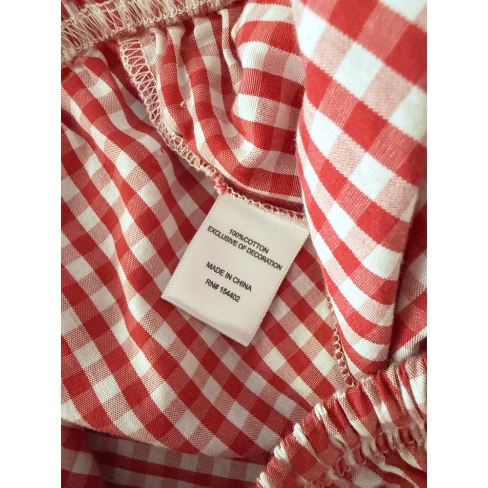 EUC Vinyl Threads Cherry Red Ruffle Heart Gingham Boxer Graphic Pull-On Pants - Picture 4 of 9